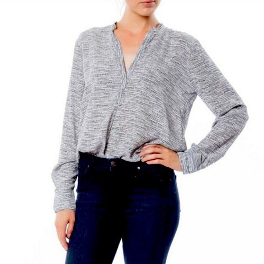 BB Dakota Top Steve Madden Semi Sheer Blouse Flowy Shirt Size XS